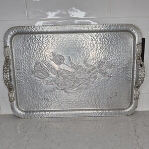 Vintage Hammered Aluminum Tray 423 Tulip Rodney Kent 16"